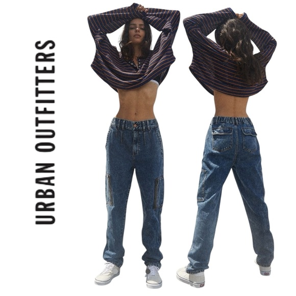Urban Outfitters BDG Carrie Pull-On Cargo Denim Medi Jeans S - Picture 1 of 4